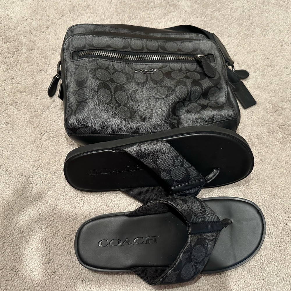 Coach Signature Black Bag and Sandals Set